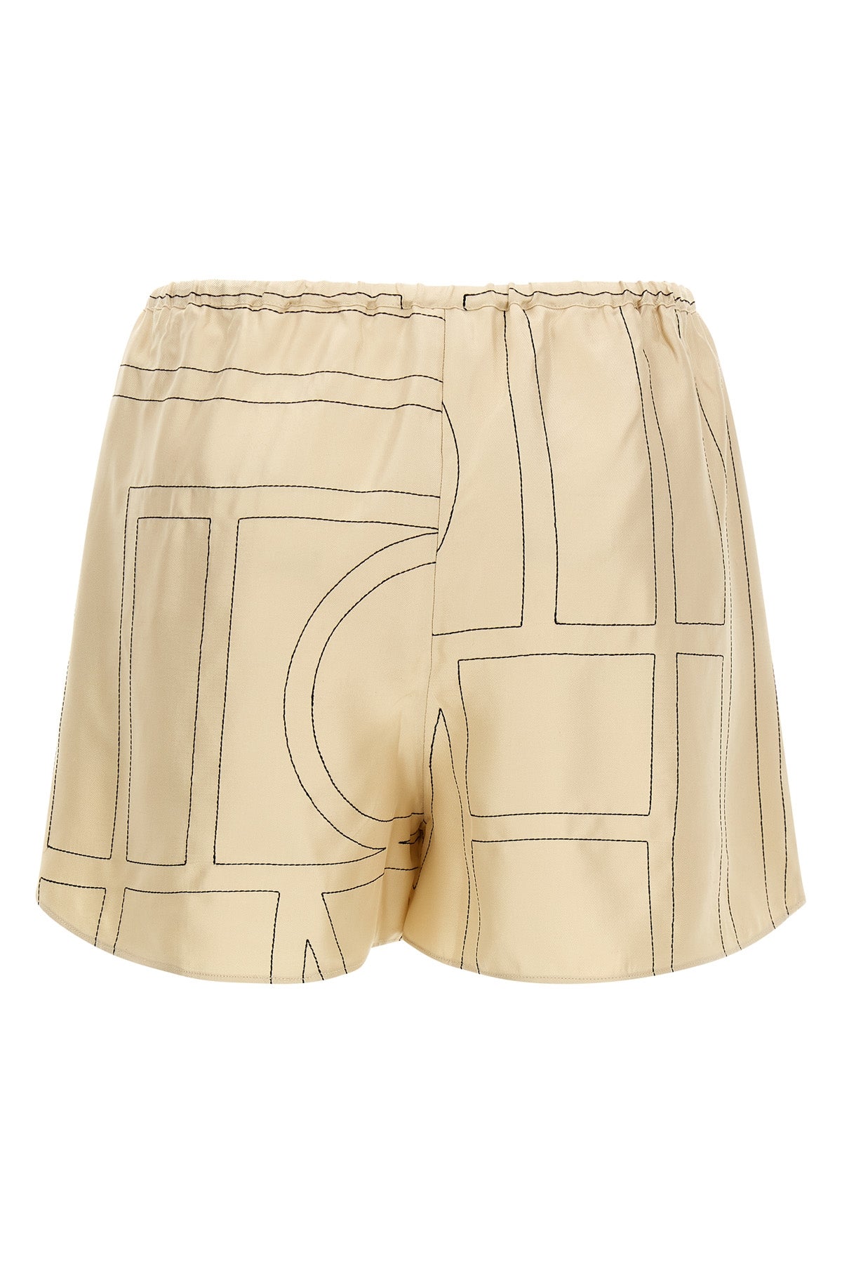 toteme short in medium-weight silk twill embroidered