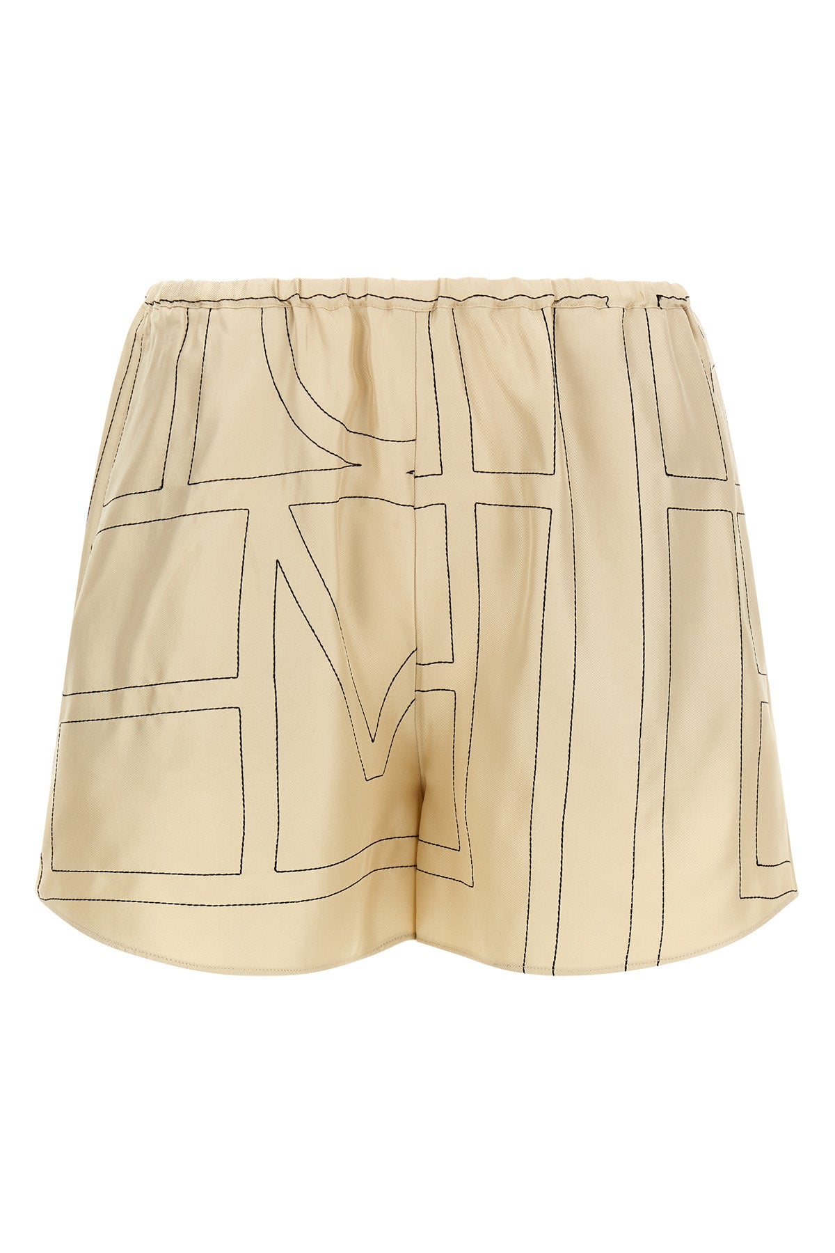 toteme short in medium-weight silk twill embroidered