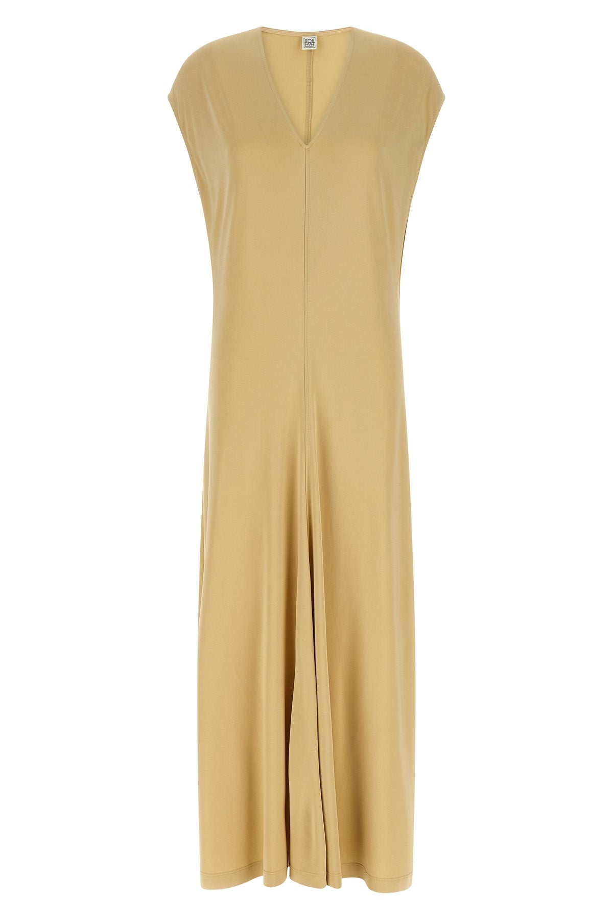 long v-neck sleeveless dress in knitted jersey