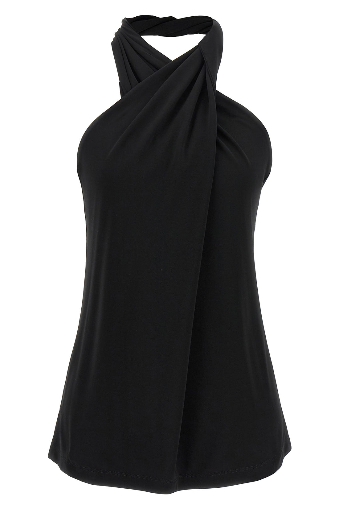 TOTEME M twistato hatler top in compact knit jersey