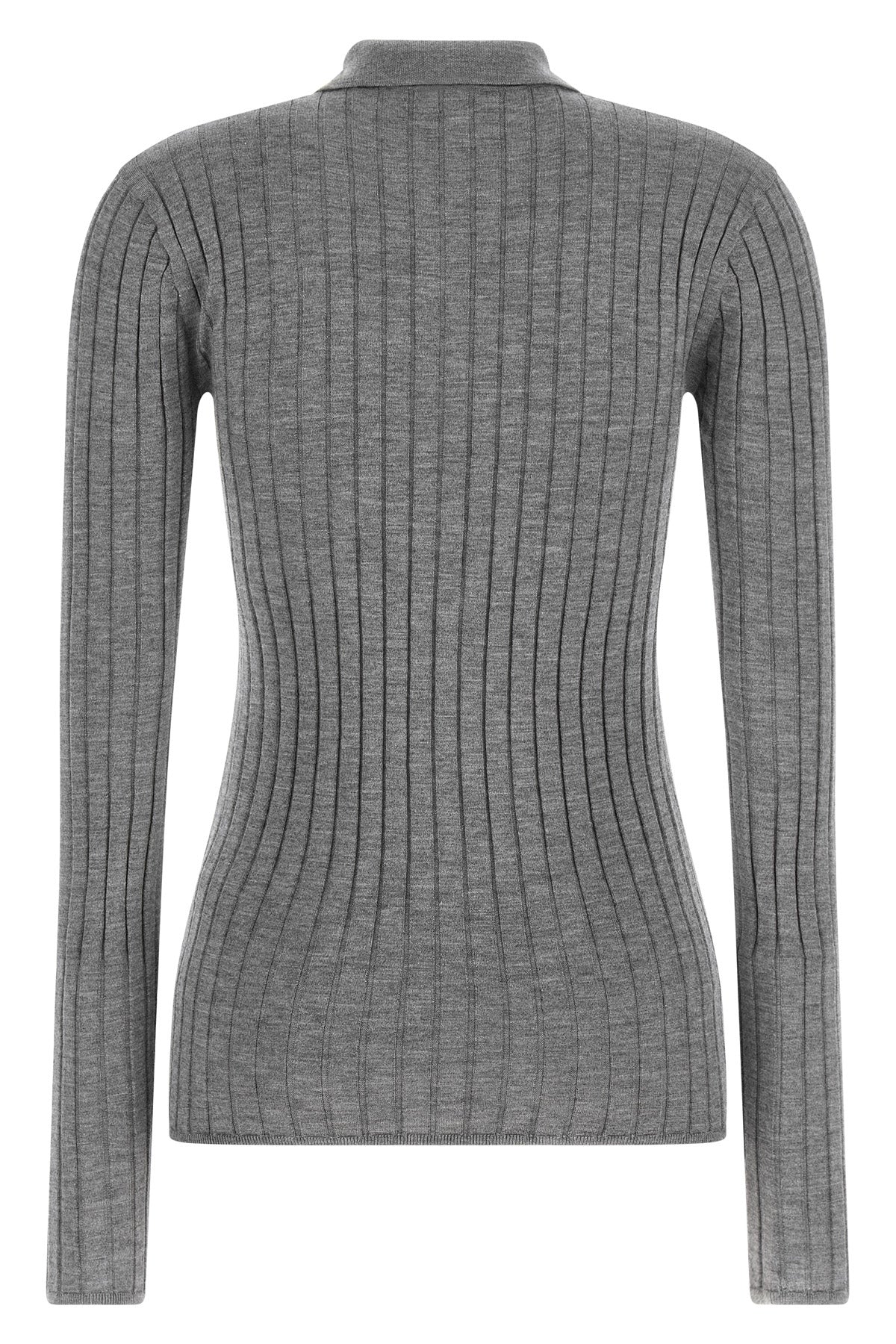 the toteme shirt is distinguished by a rigorous ribbed knit that defines the sil