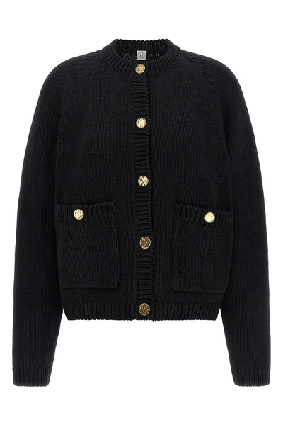 the toteme cardigan in pure organic cotton defines a new essential aesthetic