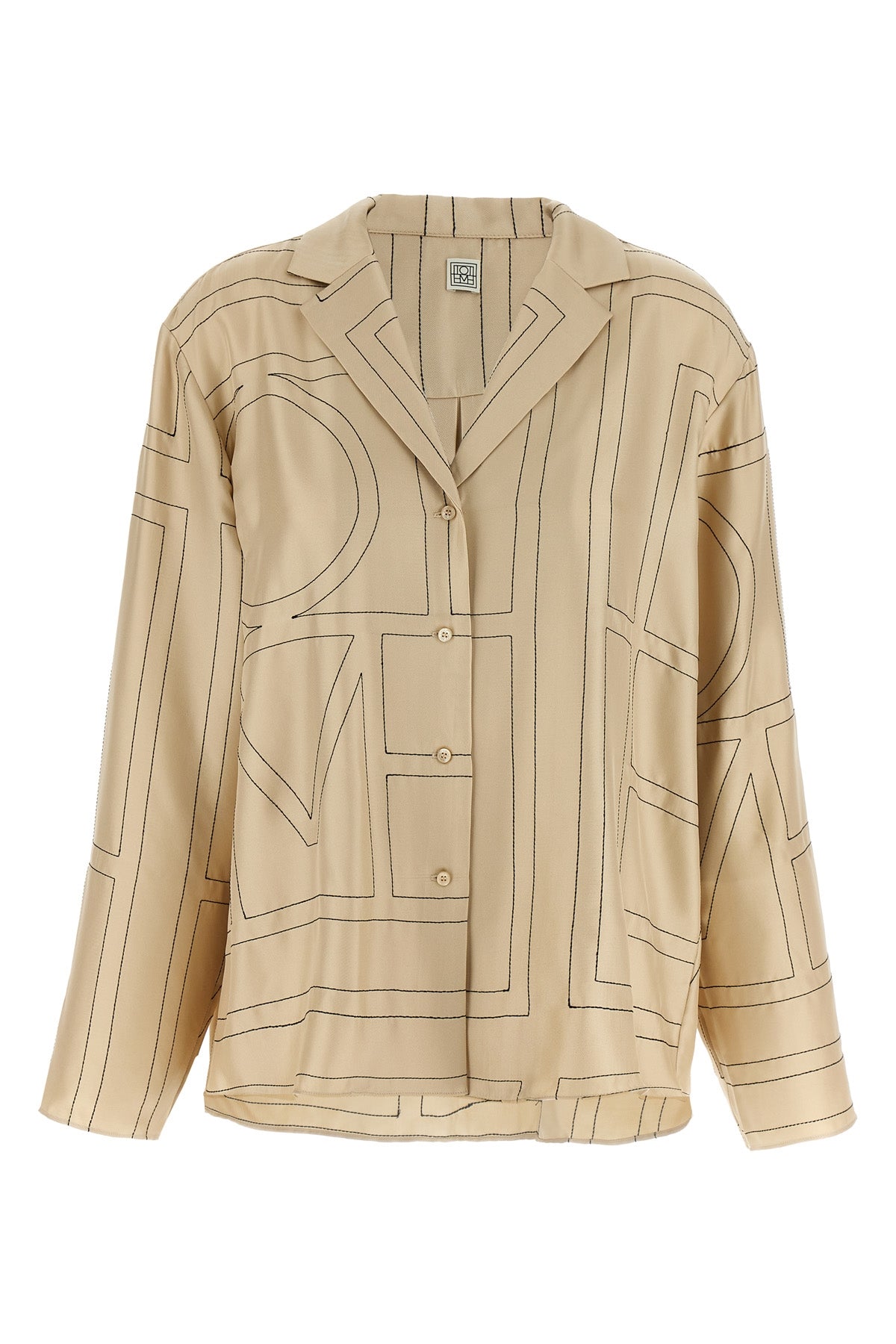 toteme shirt in medium-weight silk twill embroidered