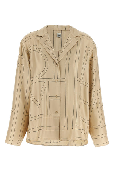 toteme shirt in medium-weight silk twill embroidered