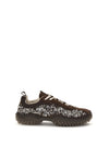 suede and technical fabric sneakers with crystals