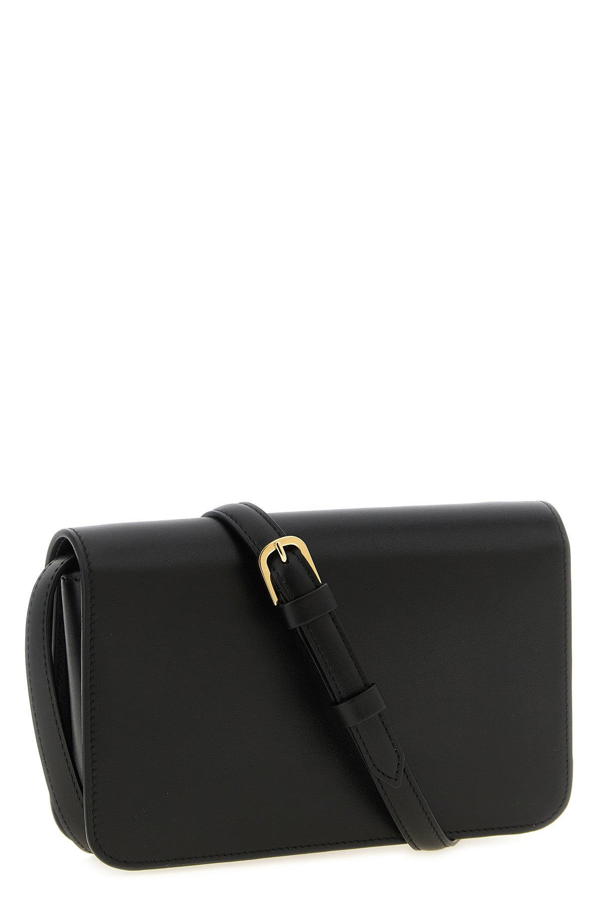 the toteme t-lock leather crossbody bag stands out for a structured construction