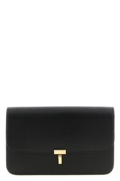 the toteme t-lock leather crossbody bag stands out for a structured construction
