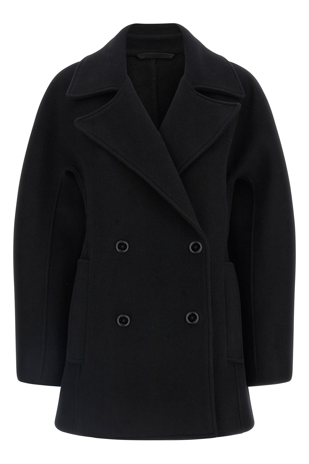 the toteme rounded peacoat coat redefines the outerwear through precise architec