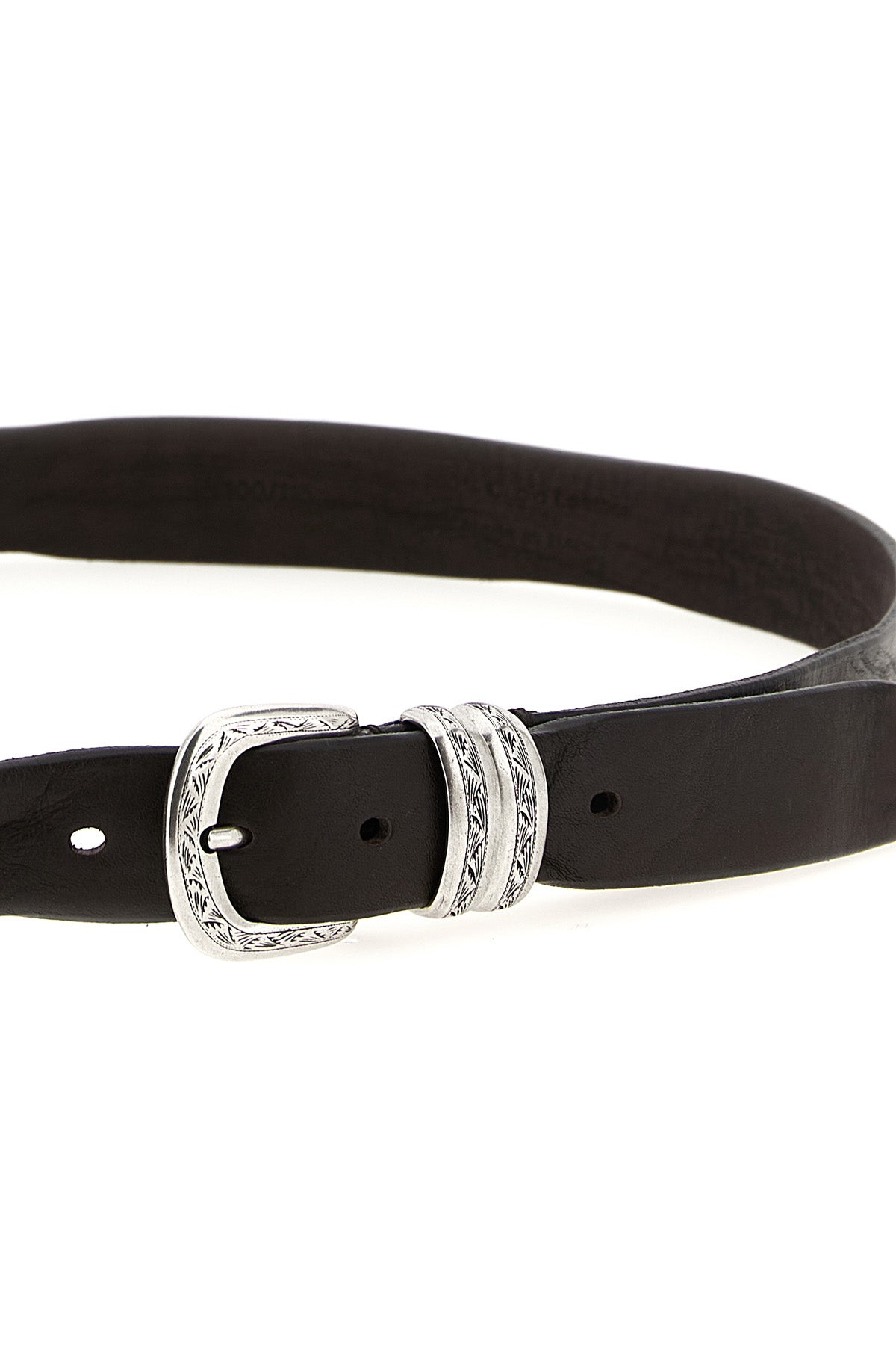 the zerbini claudio trittico belt in dark brown aged leather