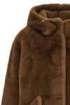 the lou andrea eco-fur hooded jacket features an outerwear construction focused