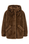 the lou andrea eco-fur hooded jacket features an outerwear construction focused
