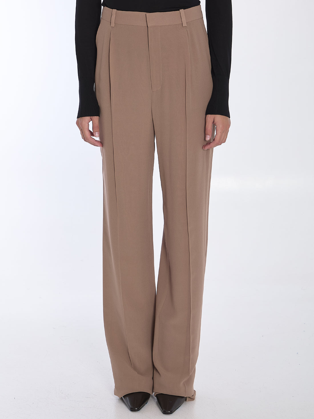 SAINT LAURENT 36 silk crêpe trousers