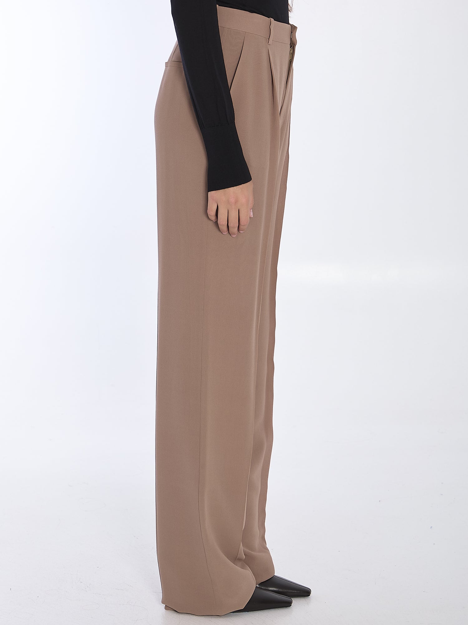 SAINT LAURENT 36 silk crêpe trousers