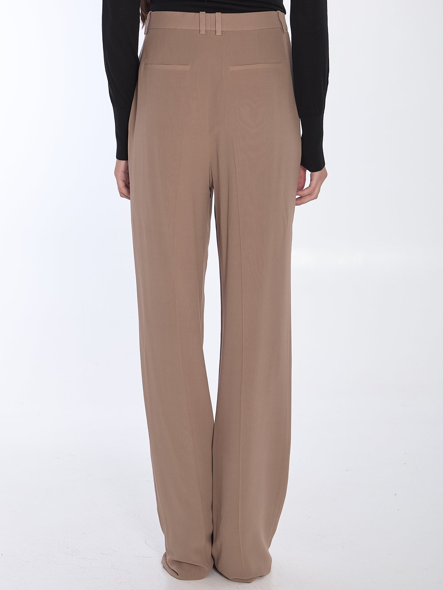 SAINT LAURENT 36 silk crêpe trousers