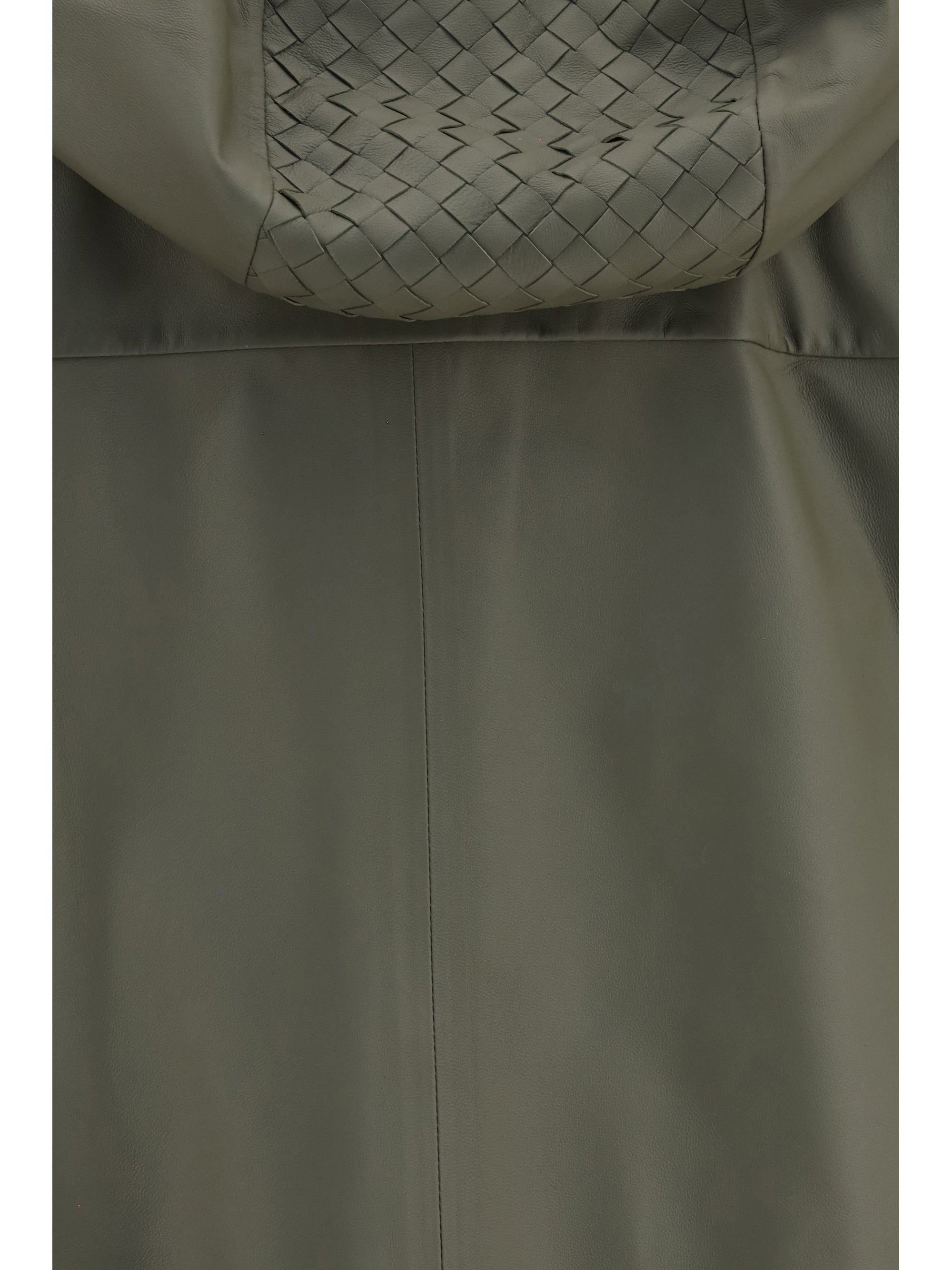 lightweight nappa leather jacket with intrecciato hood