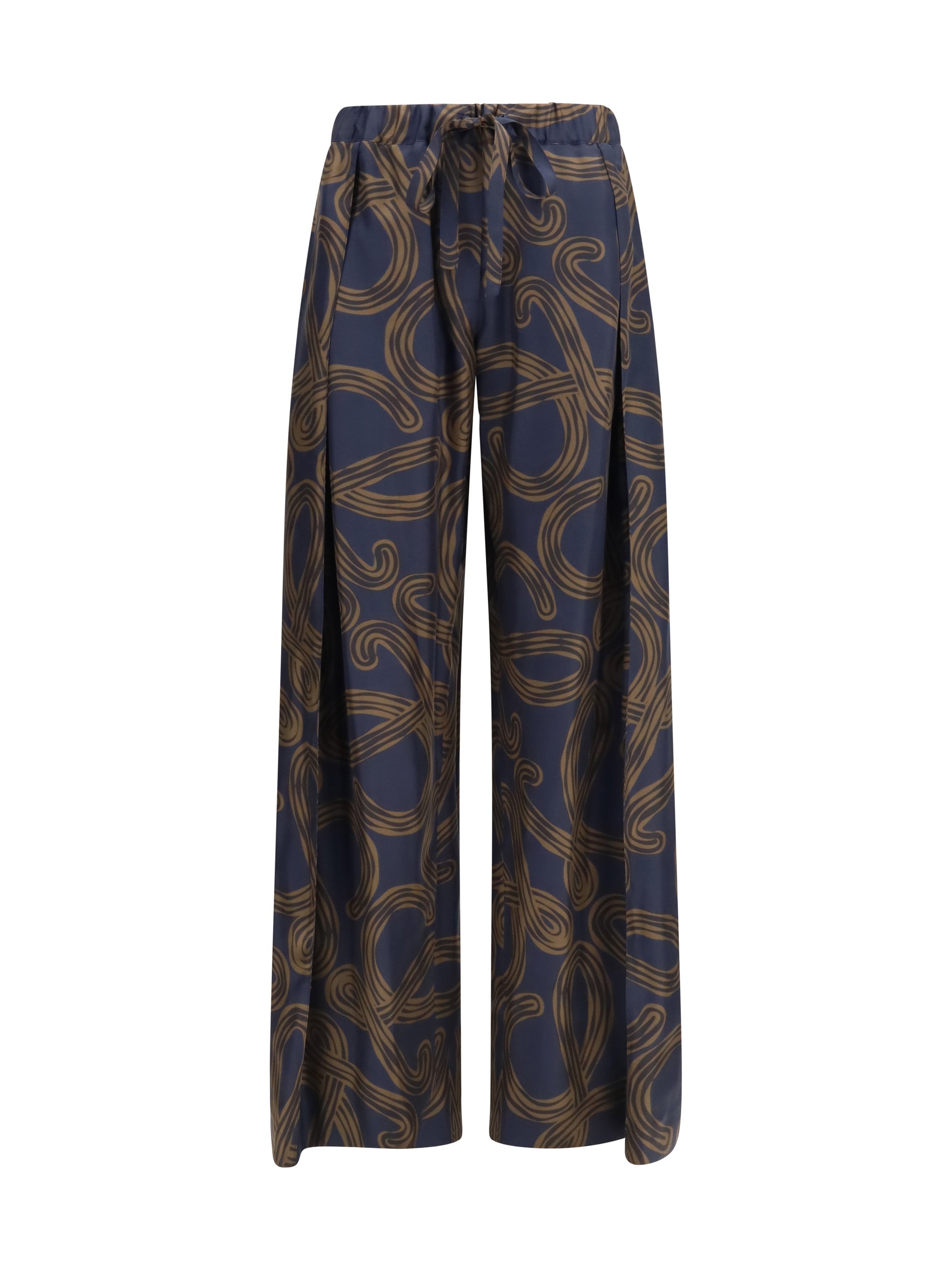 lightweight printed silk twill pants
