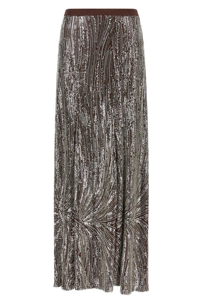 the rabanne long skirt stands out for its sartorial construction that combines f