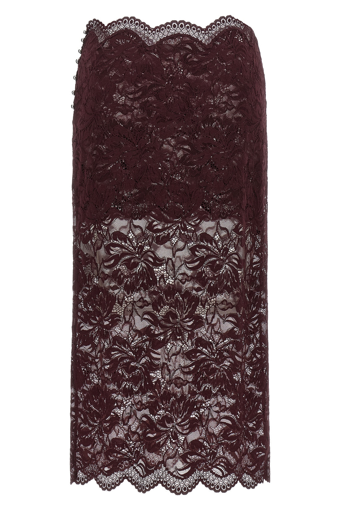 RABANNE 36 the rabanne midi skirt defines a pencil silhouette through a complex burgundy fl