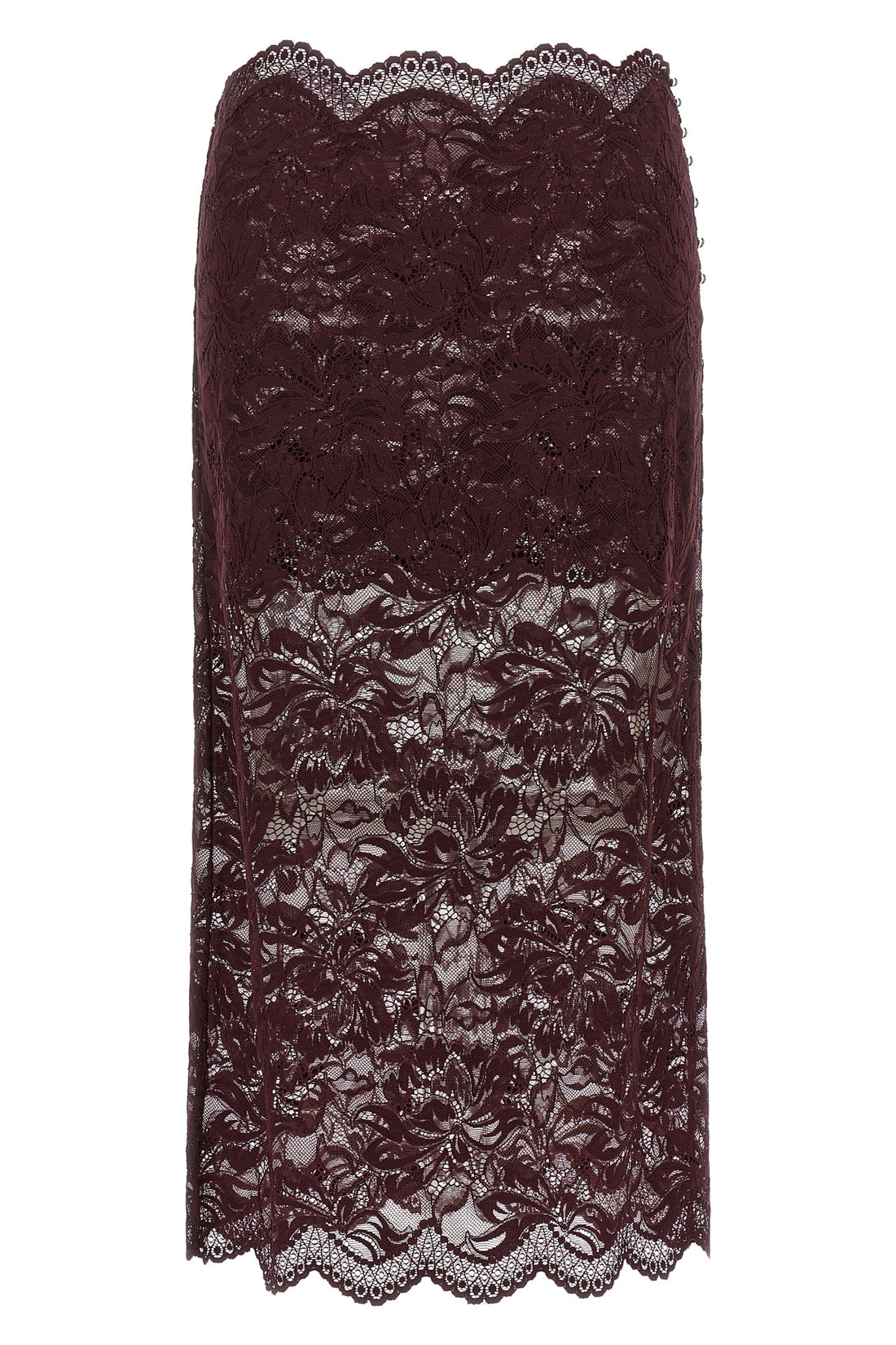 RABANNE 36 the rabanne midi skirt defines a pencil silhouette through a complex burgundy fl