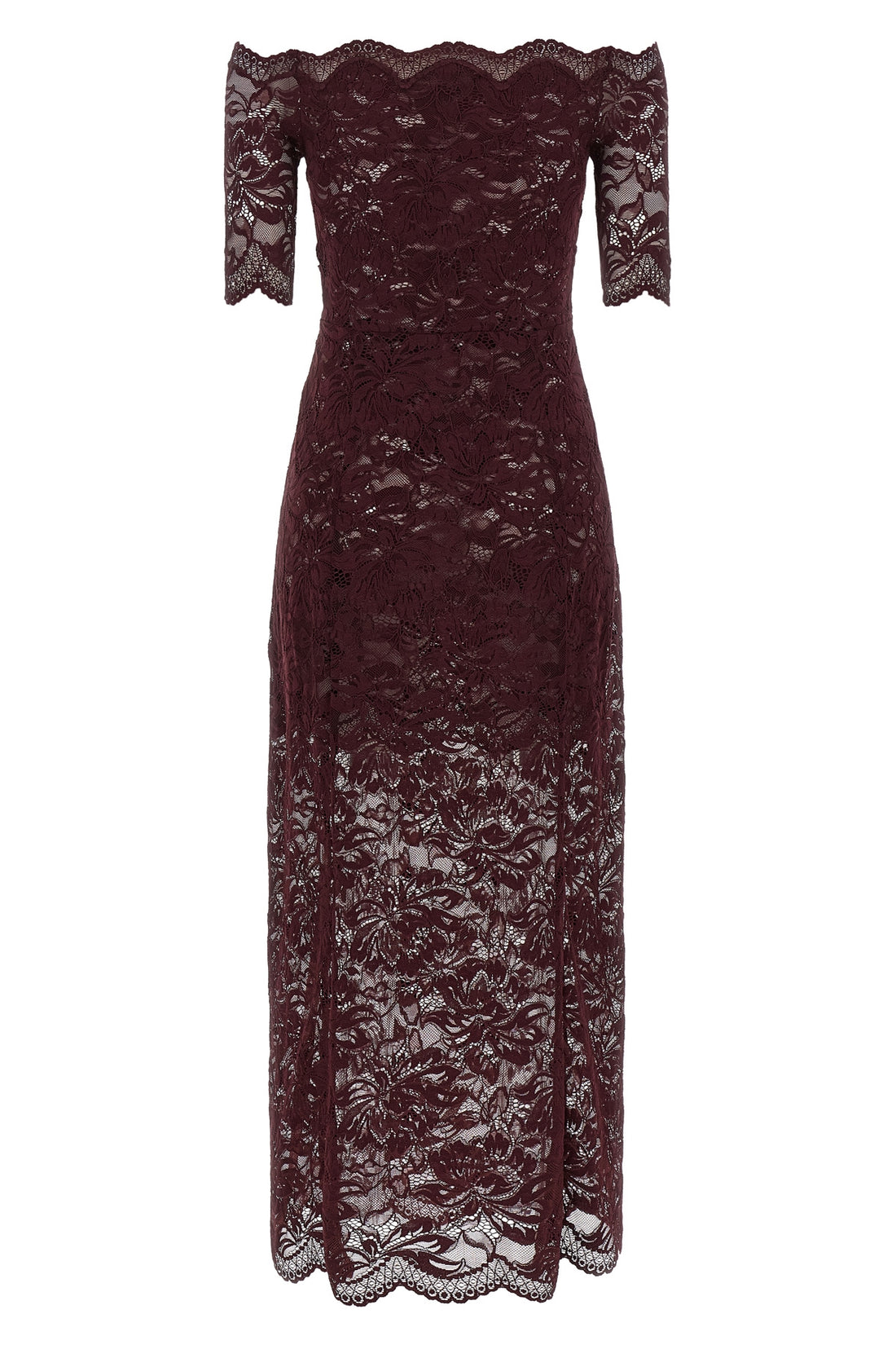 RABANNE 38 semi-transparent two-layer lace midi dress