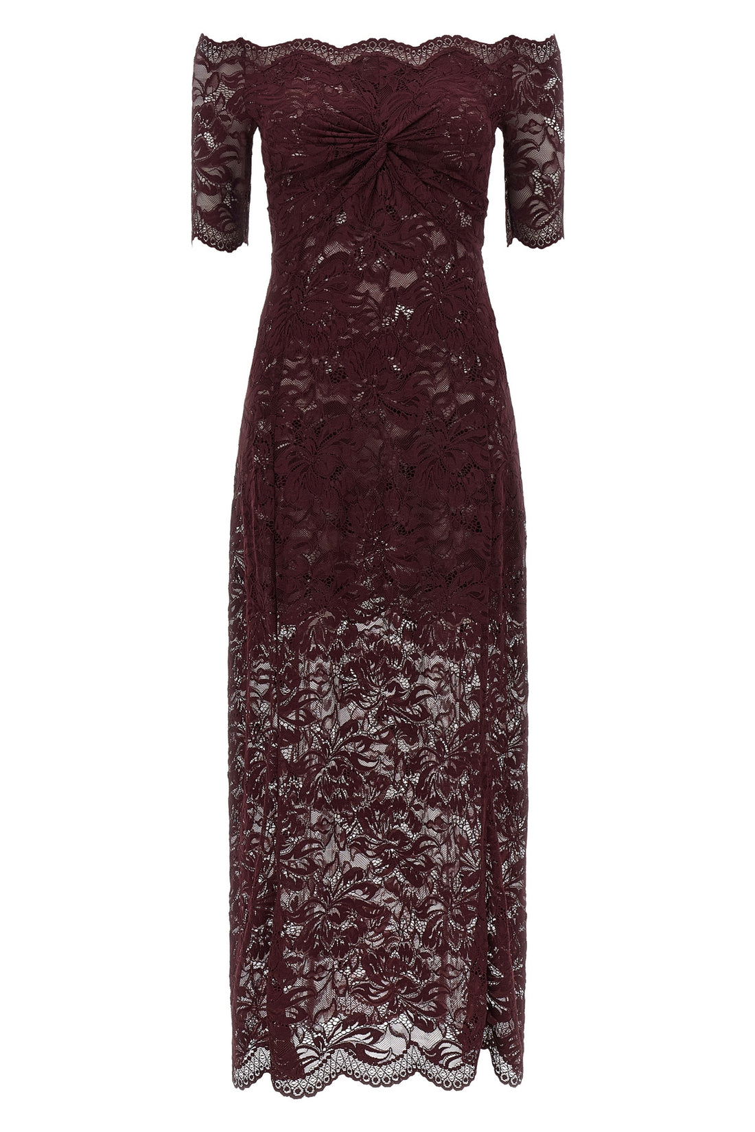 RABANNE 38 semi-transparent two-layer lace midi dress