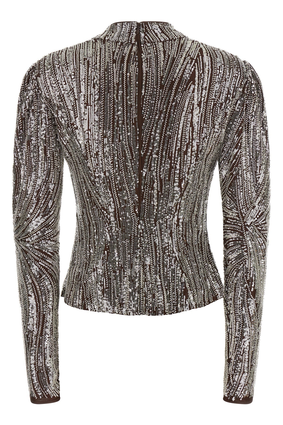 the rabanne long-sleeved top defines contemporary eveningwear through meticulous