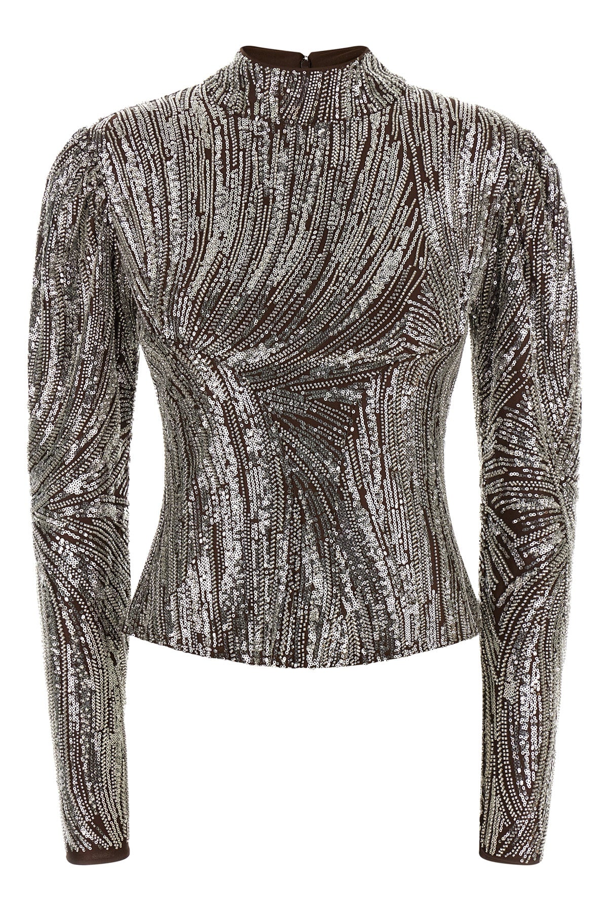 the rabanne long-sleeved top defines contemporary eveningwear through meticulous