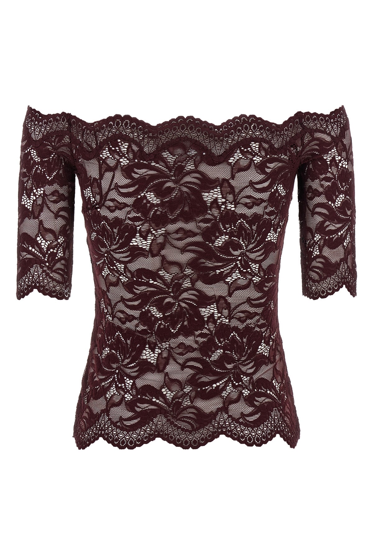 semi-transparent double-layer lace top