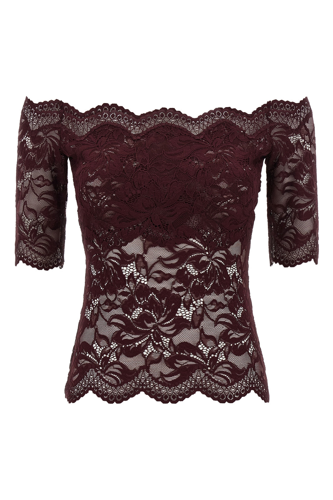 RABANNE 36 semi-transparent double-layer lace top