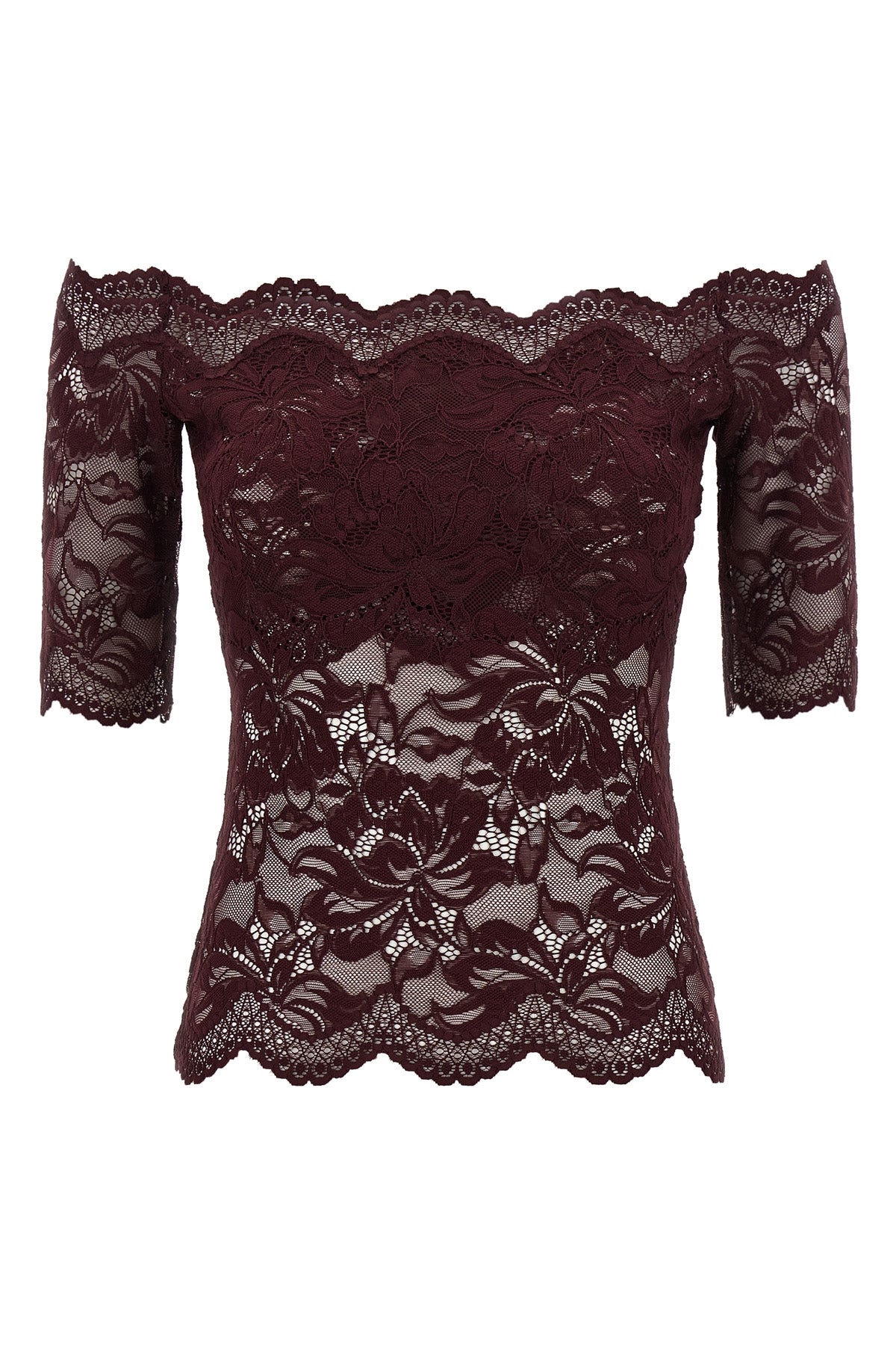 semi-transparent double-layer lace top