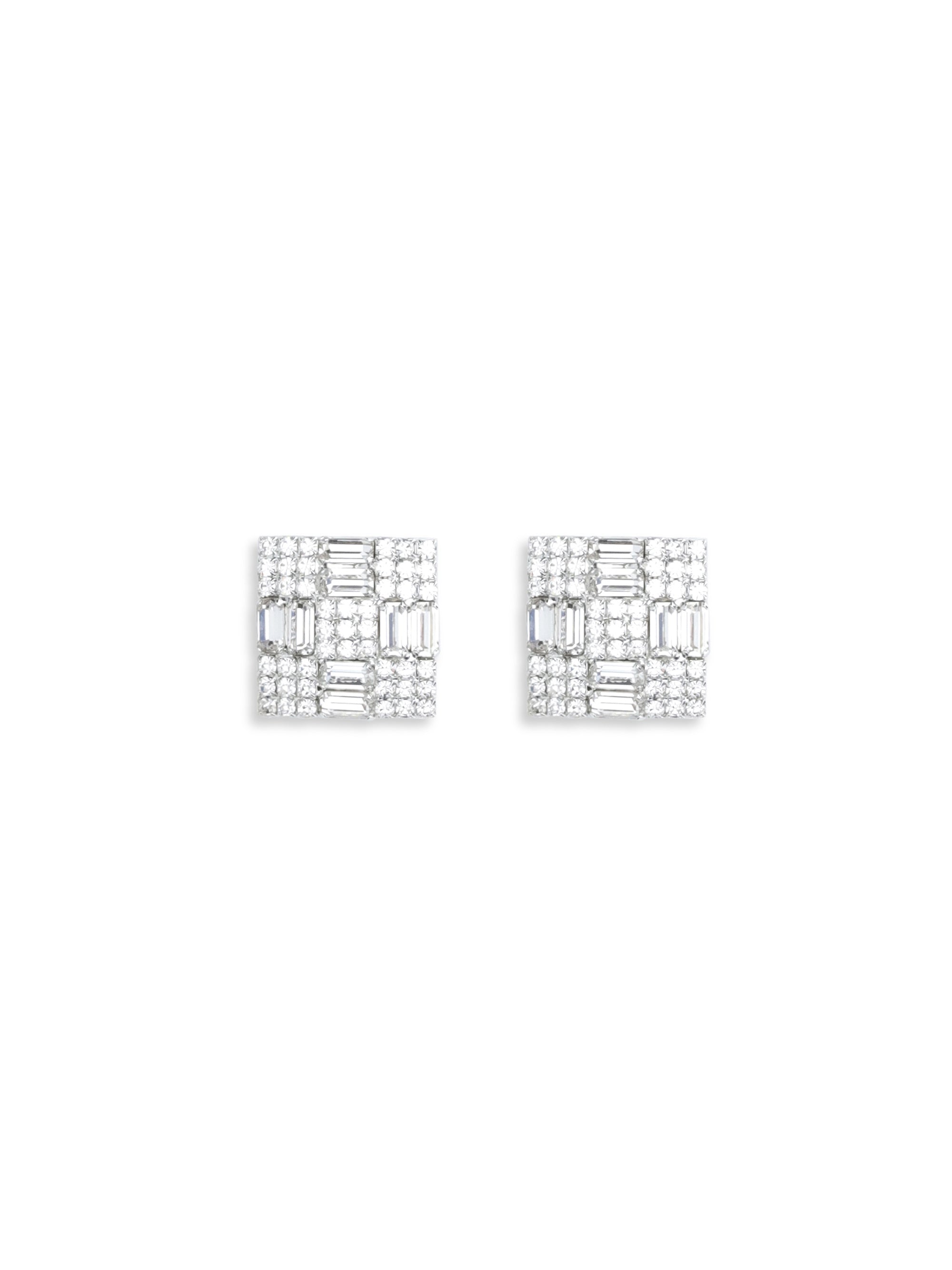 MAGDA BUTRYM OS crystal checkerboard lobe earrings