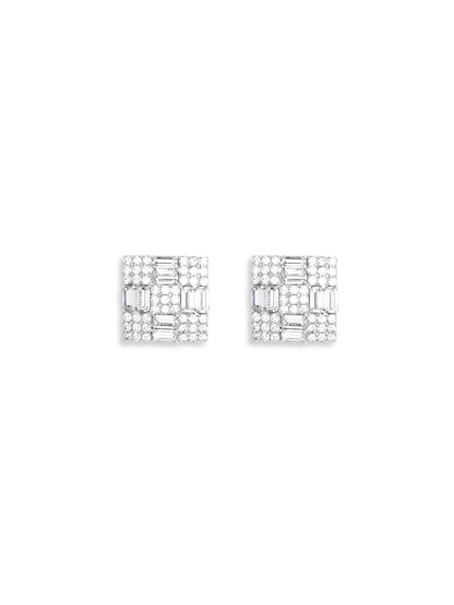 MAGDA BUTRYM OS crystal checkerboard lobe earrings