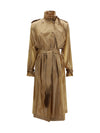 translucent technical fabric trench with lavallière collar