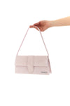 le bambino long embossed suede shoulder bag