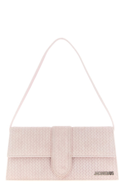 le bambino long embossed suede shoulder bag