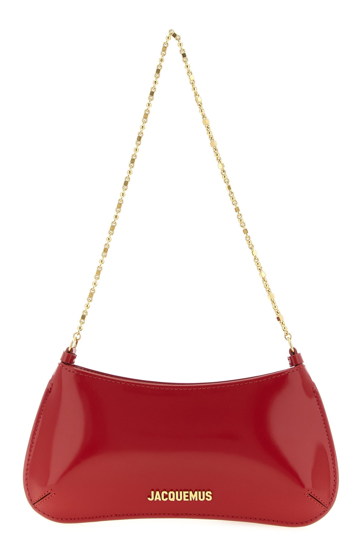 the jacquemus le petit bisou chaîne shoulder bag features a curved and structu