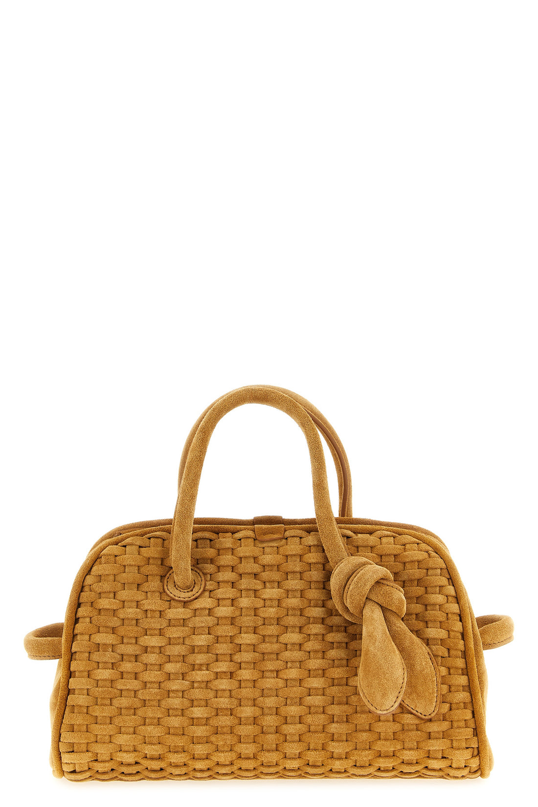 JACQUEMUS OS le petit turismo bowling handbag in woven suede