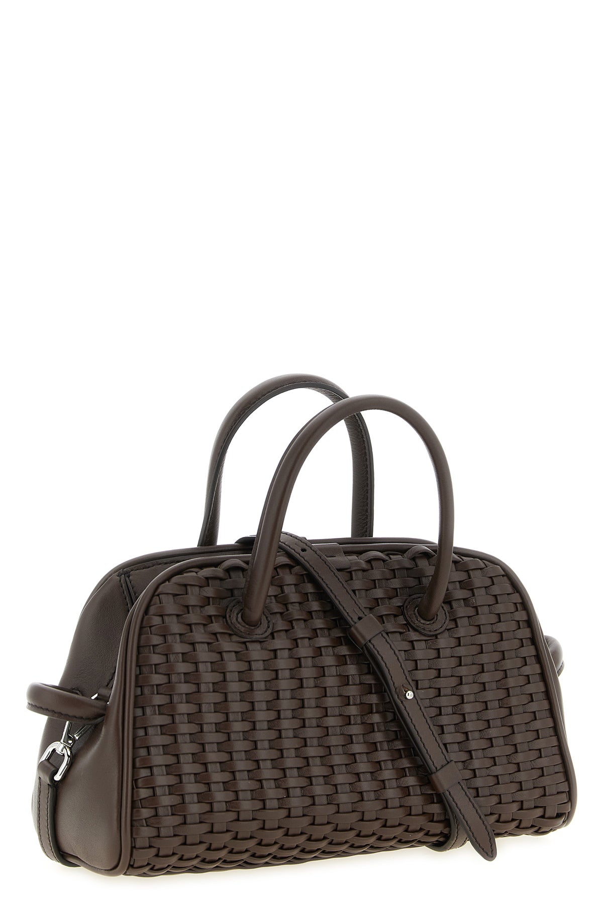 le petit turismo bowling handbag woven suede