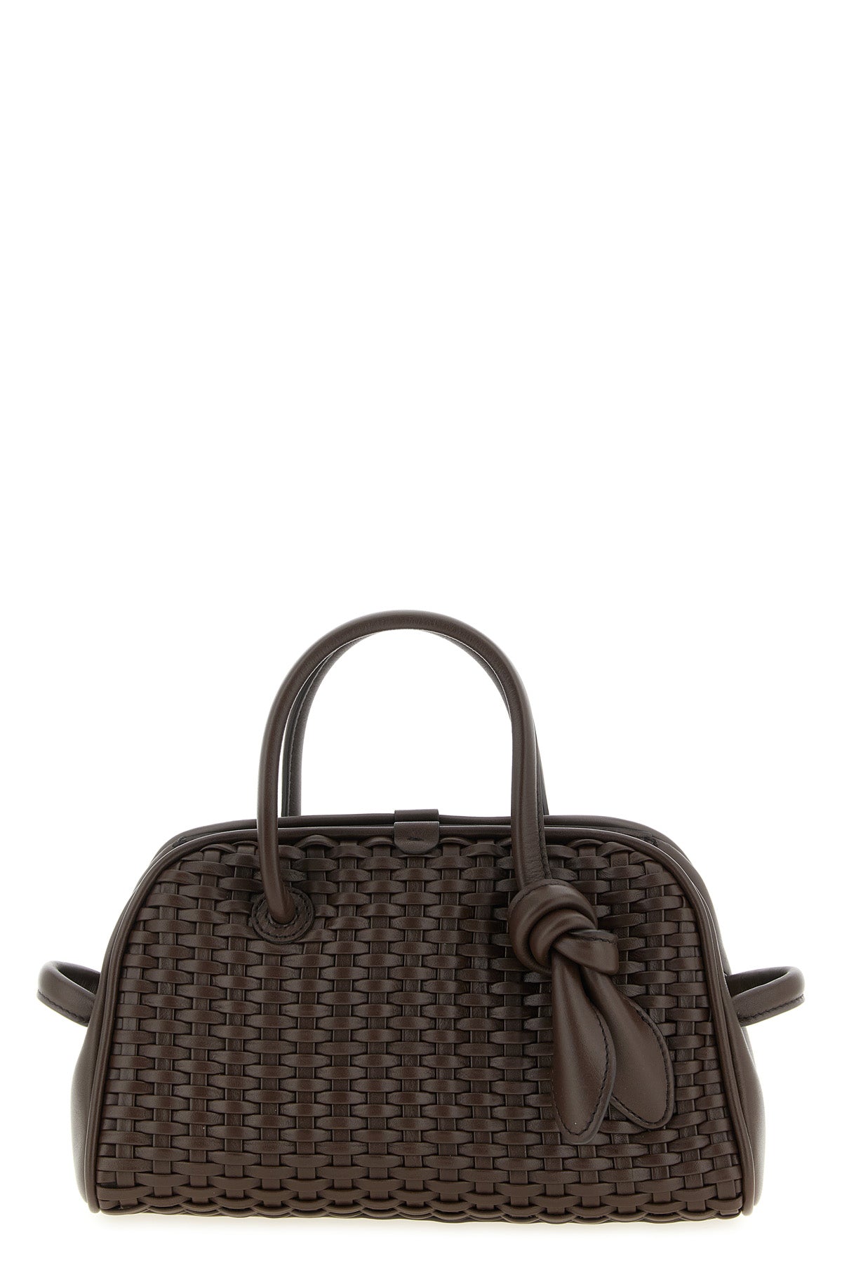 le petit turismo bowling handbag woven suede