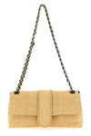 le bambino chaîne shoulder bag in woven raffia-effect fabric and smooth leathe
