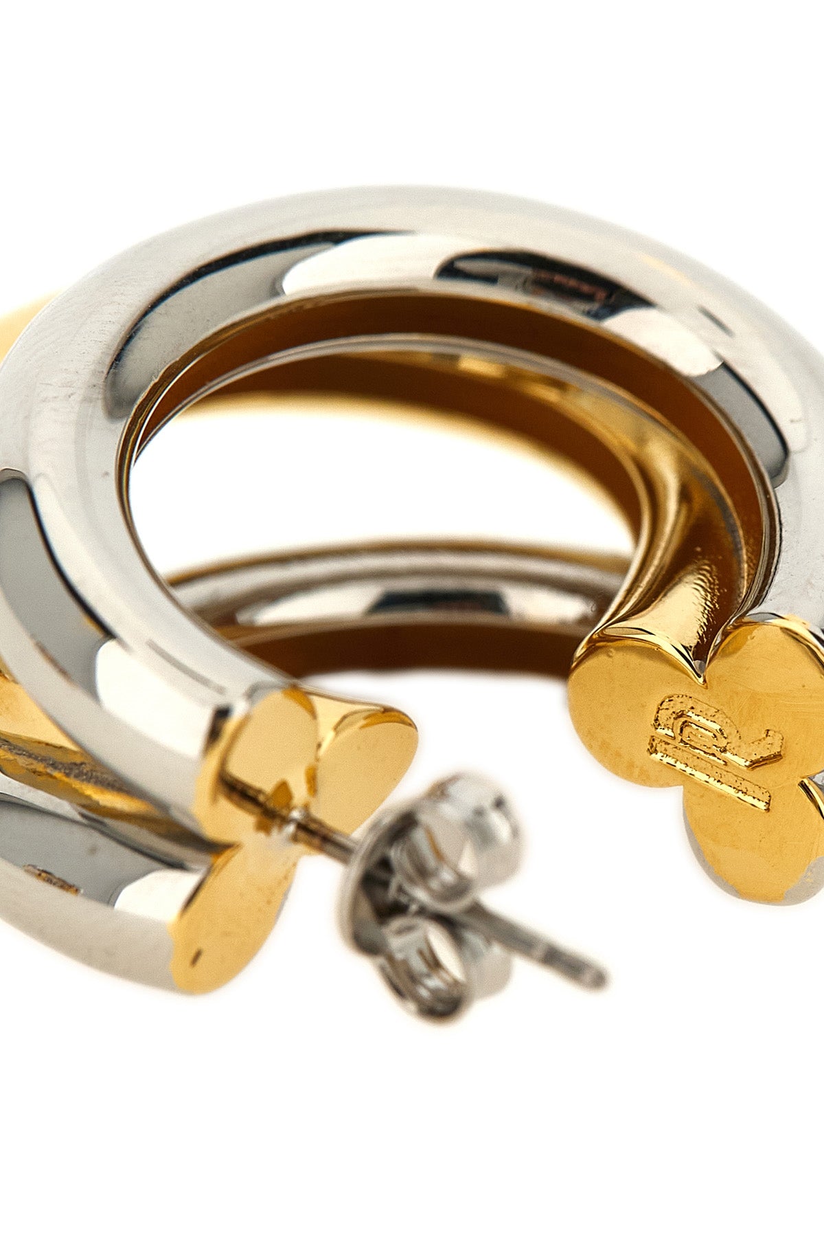 triple hoop metal earrings
