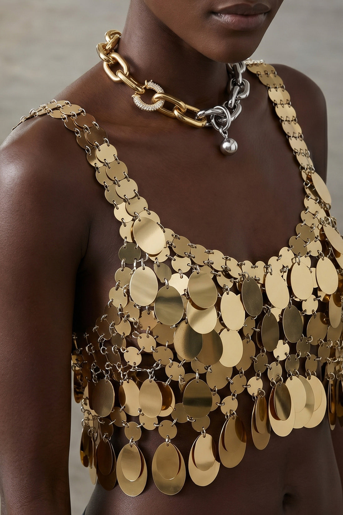 RABANNE OS xl link chain necklace in two-tone metal
