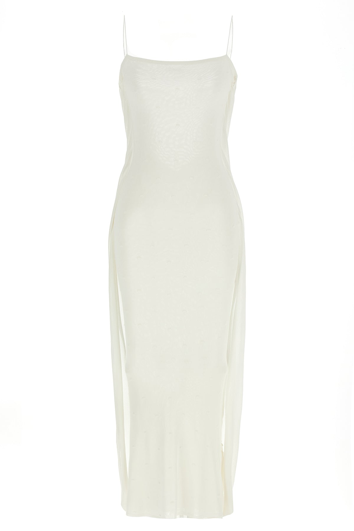 la robe maille plumetis long dress in semi-transparent jersey