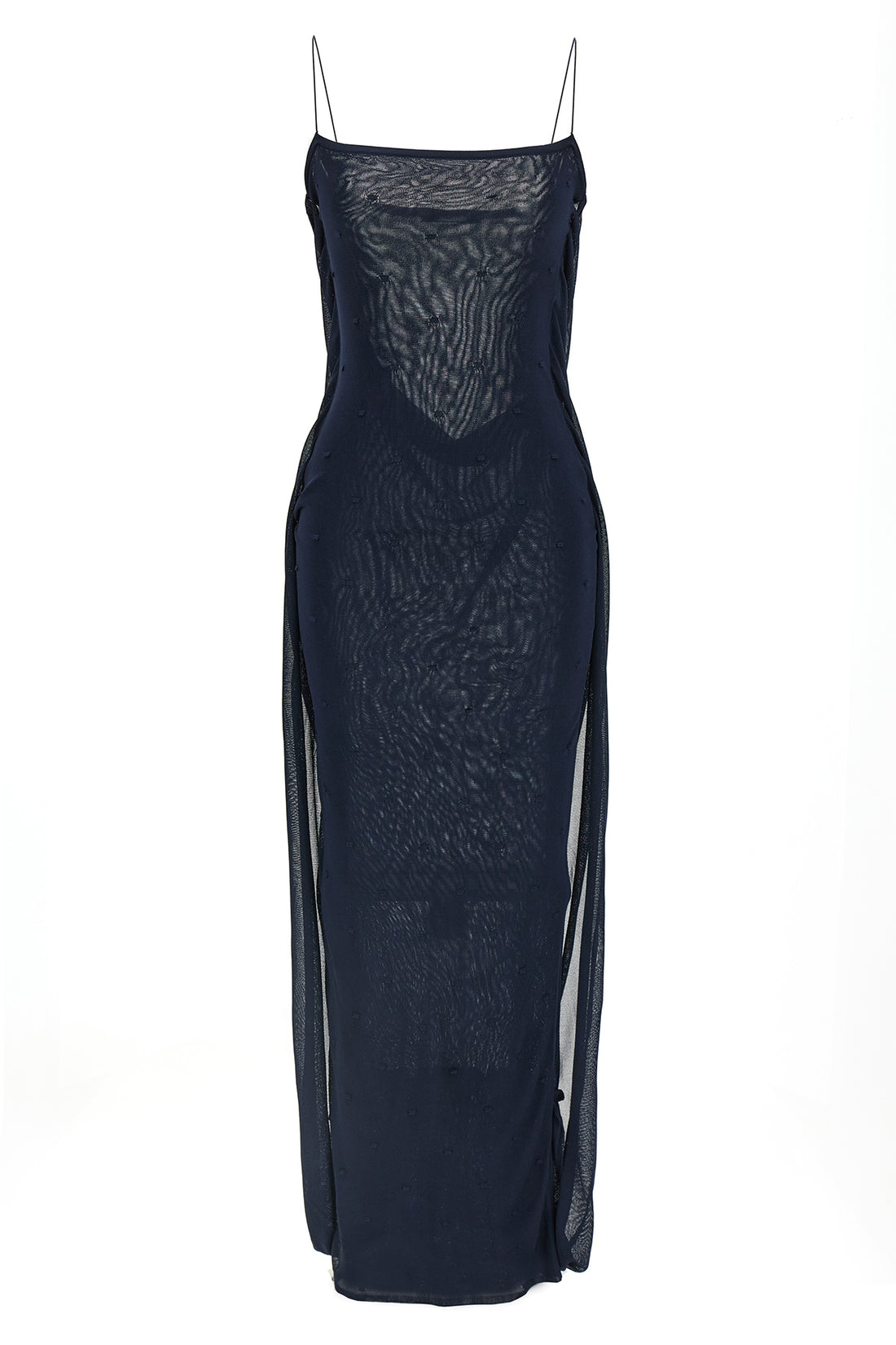 JACQUEMUS 36 la robe maille plumetis long dress in semi-transparent jersey