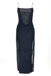 la robe maille plumetis long dress in semi-transparent jersey