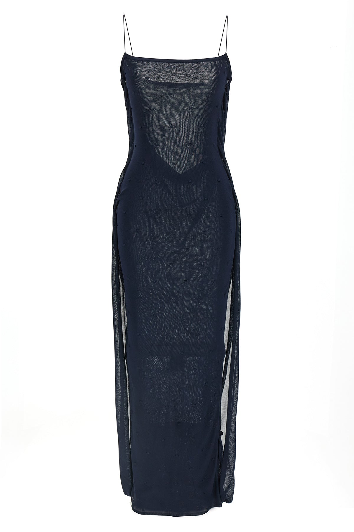 la robe maille plumetis long dress in semi-transparent jersey