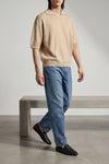le polo maille chevron cotton and silk blend polo shirt knitted