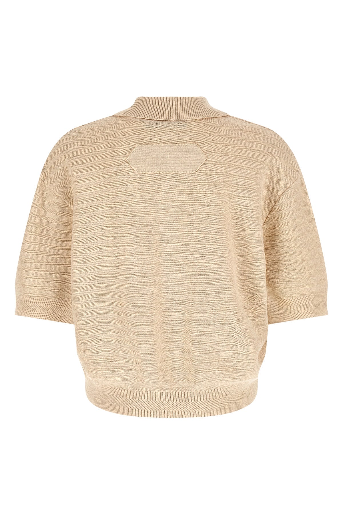 le polo maille chevron cotton and silk blend polo shirt knitted