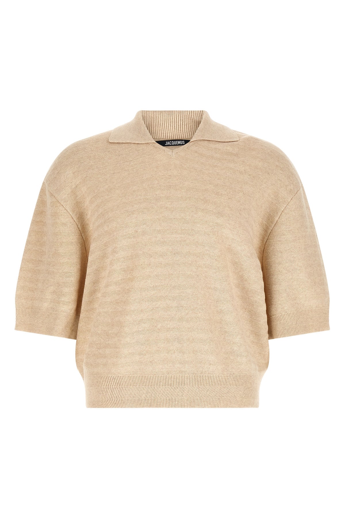 le polo maille chevron cotton and silk blend polo shirt knitted