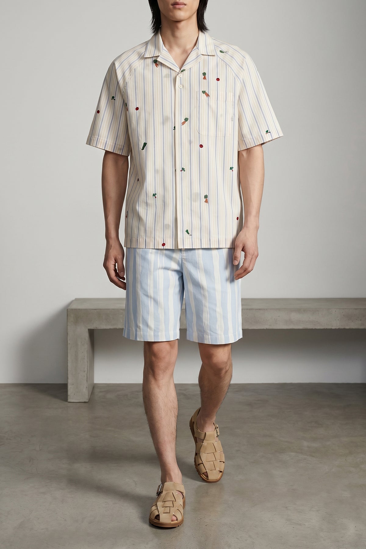 la chemise romarin striped cotton jacquard shirt